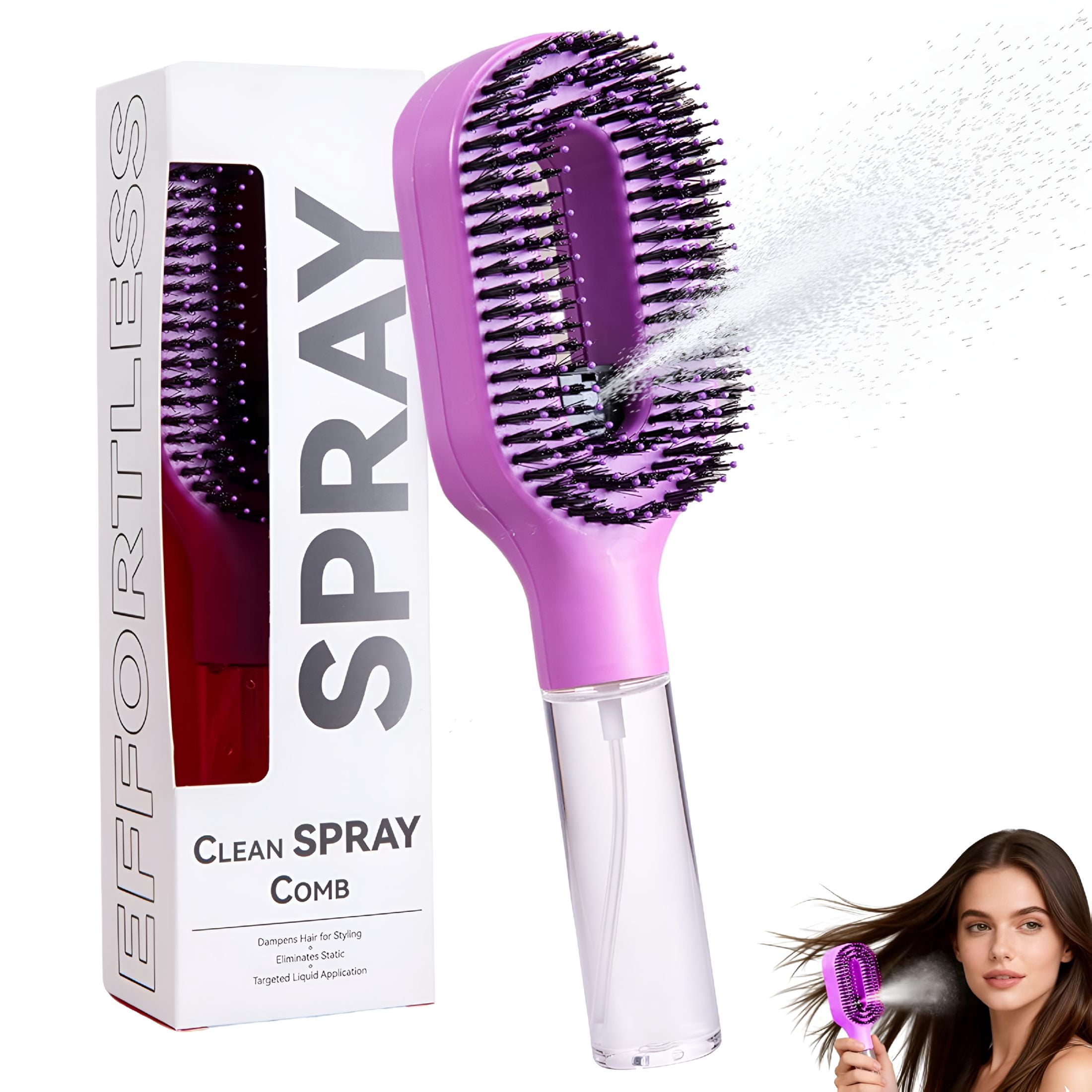 ACDANC Hair Brush with Water Spray Mister-2-In-1 Detangling Brush with Built-In Fine Mist,Portable Wet&Dry Styling Tool for Smooth,Frizz-Free Hair-Quick Refresh for Women&Girls On-The-Go