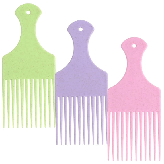 ACDANC Hair Picks for Women, 3 Pcs Hair Pick Comb Plastic Wide Tooth Afro Picks for Women Curly Detangling Hairstyling Tools (Macaron Color) Hair Pick