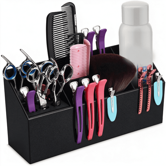 ACDANC Hair Scissors Large Storage Box,Shear Holder for Hair Salon,Scissor Holder,Hairdressing Combs Clips Scissors Professional Hairdressing Combs,Clips,Brushes Storage Racks Tool Box-Black