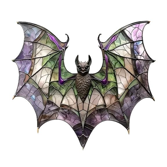 ACDANC Halloween Bat Stained Glass Suncatcher Window Hanging Wall Art Decor Suncatcher Hanging Colored Acrylic Bat Catcher Ornament