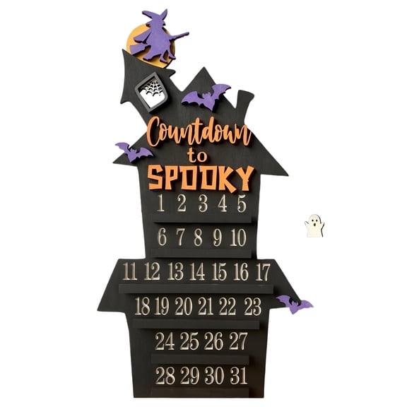 ACDANC Halloween Coffin Calendar Decoration House Shaped Countdown Calendar Bat DIY Halloween Countdown Calendar