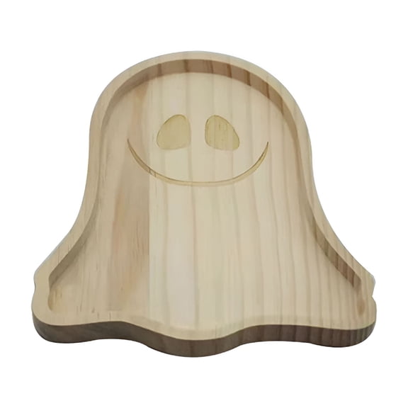 ACDANC Halloween Wooden Pumpkin Tray Decorations,Halloween Decorative Dinnerware Cookware Serving Tray Plates for Home Halloween Party,7.5"
