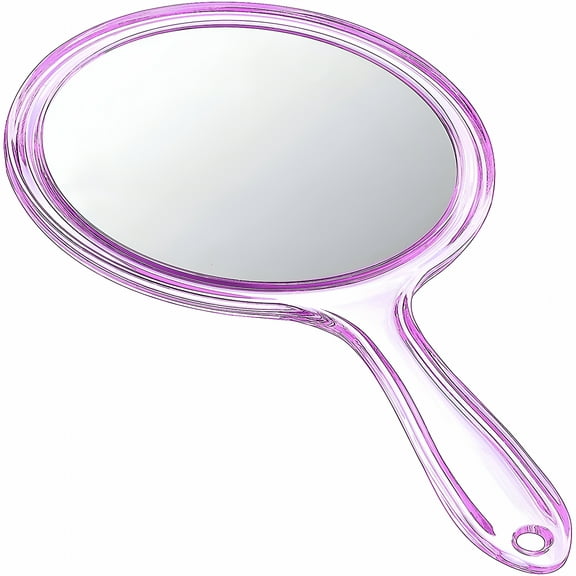 ACDANC Hand Mirror Double-Sided Handheld Mirror 1X/2X Magnifying Mirror with Handle Transparent Hand Mirror Rounded Shape Makeup Mirror