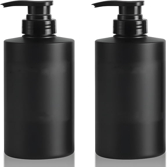 ACDANC Hand Soap Dispenser Plastic Pump Bottles with Waterproof Label for Bathroom Kitchen,Empty Refillable Liquid Container,16 Oz Black 2 Pack