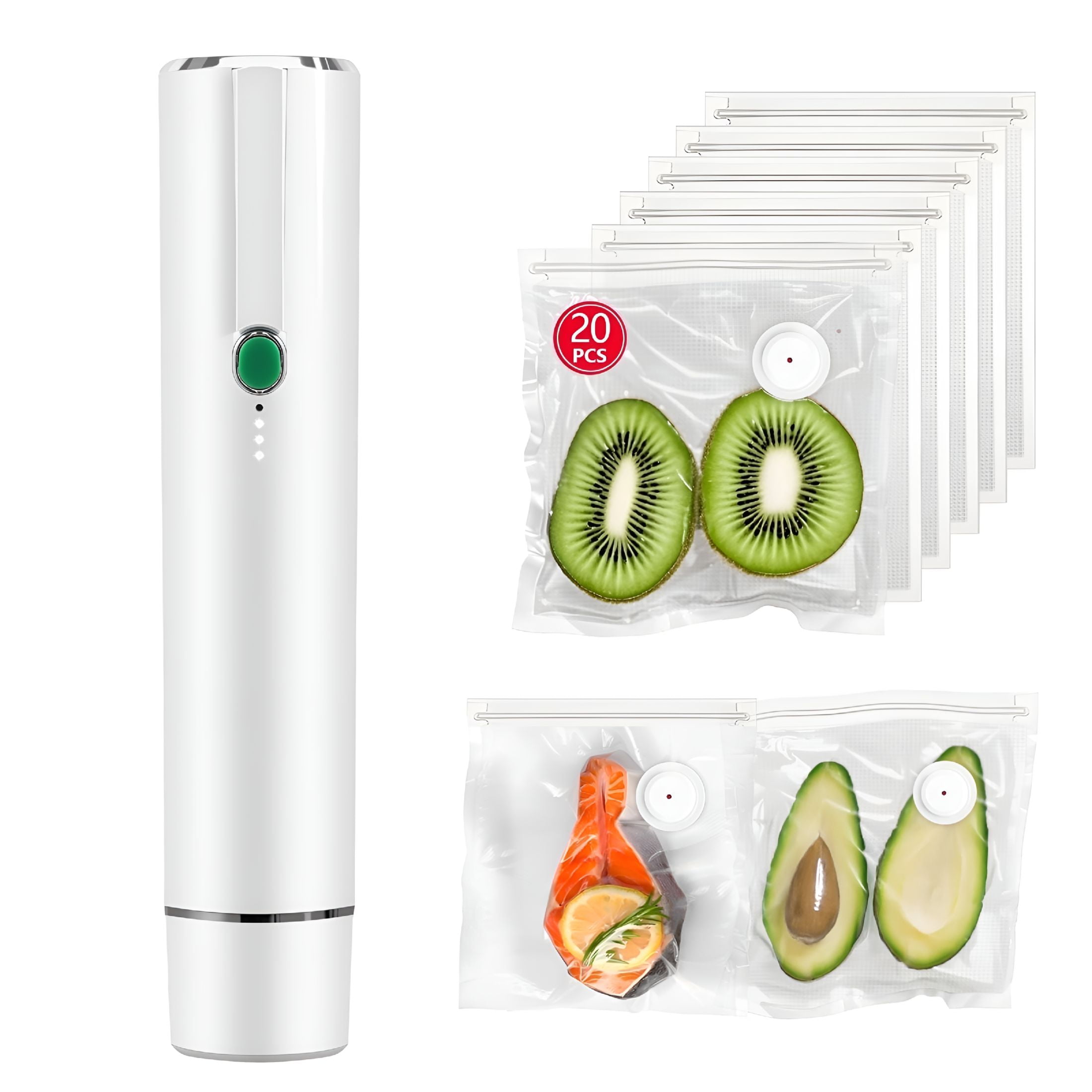 ACDANC Handheld Vacuum Sealer with 20 Reusable Bags,Compact Food Sealing Machine,Portable Freshness & Storage for Fridge,Freezer,Leftovers
