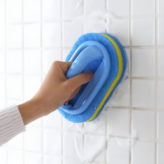 ACDANC Handles Sponge Brush Blue Soft Magic Sponge Eraser Cleaning Bathtub Ceramic Tile Cleaner Kitchen Tool