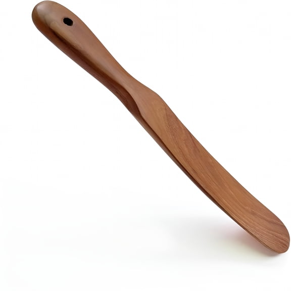 ACDANC Handmade Teak Spurtle for Sourdough Starter Wooden Stirring Stick & Mixing Tool for Deep Jars | Nonstick Safe,Finished with Coconut Cooking Oil,Crafted in Thailand