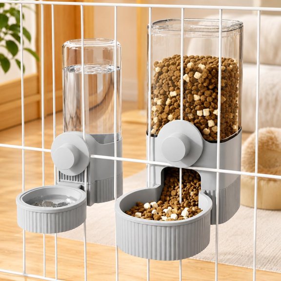 ACDANC Hanging Automatic Pet Food and Water Dispenser,Gravity Rabbit Feeder Set for Cage,Large Capacity Automatic Bunny Feeder & Waterer for Rabbit,Ch"Illa,Hedgehog,Kitten