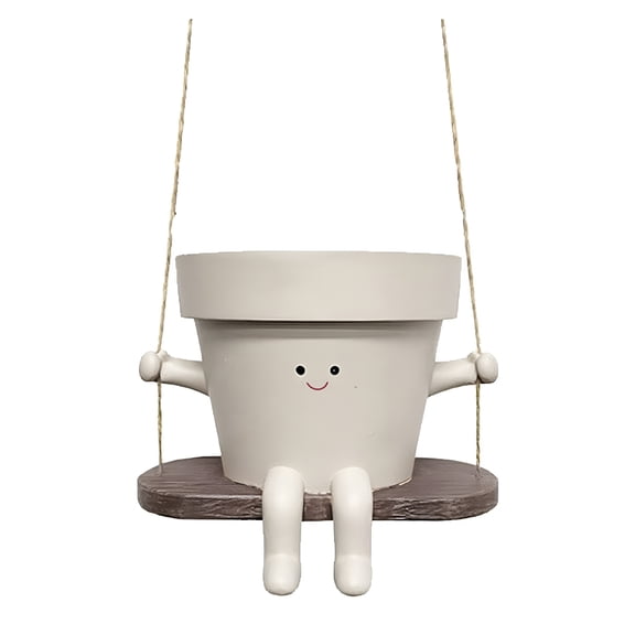 ACDANC Hanging Planter Swing Face Planter Pot - Cute Resin Head Planters with Hole Indoor Outdoor-Plants Holder,String of Pearls Flower Pots,Unique Sitting Sway Pots,Gift Ideas