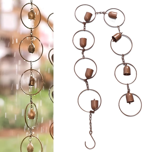 ACDANC Hanging Rain Chime Metal Beautiful Sound Decorative Bell Shaped Rain Chain for Gutter Drainage