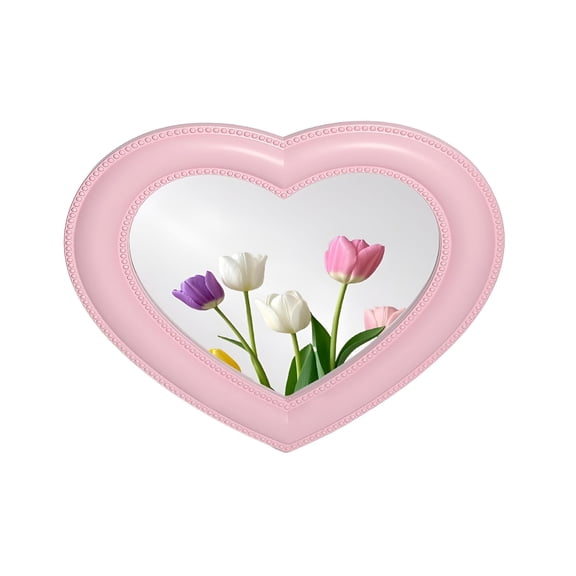 ACDANC Heart Magnetic Locker Mirror for Girls, 6.9"x7.3" Real Glass Mirror Magnetic for School Locker, Locker Accessories Makeup Mirror for Bathroom Fridge Office Cabinet Gym (Pink)