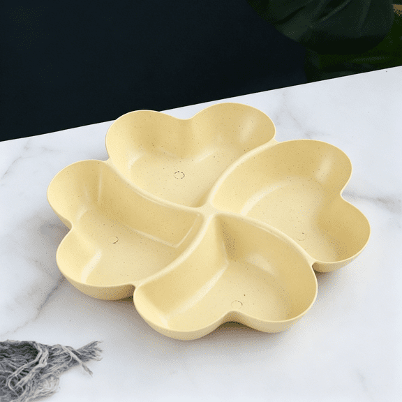 ACDANC Heart Shaped Party Snacks Serving Tray,Appetizer Plates Snack Bowls Multi Sectional Snack Bowl Trays Container Box for Storing Dried Fruits,Nuts,Candies,Fruits(Yellow)
