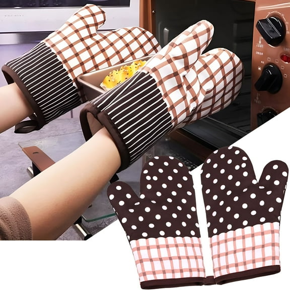 ACDANC Heat Resistant Oven Mitts 2 Pack Cotton Quilted Kitchen Gloves Non Slip Grip for Baking Cooking Grilling