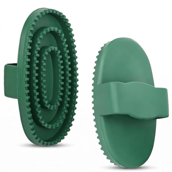 ACDANC Horse Brush Set, 2 Pack Large Rubber Curry Comb, Horse Grooming Brush & Deshedding Tool for Short Haired Dogs, Flexible Pet Bathing Massage Comb Rubber for Loose Hair & Mud Removal, Green