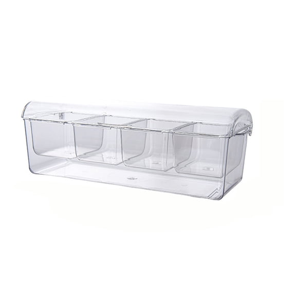 ACDANC Ice Chilled Condiment Caddy with 5 Containers,Condiment Server with Separate Lid,Serving Tray Platter with Removable Dishes for Bar Fruit Salad Taco Party Garnish,39 x13cm/15x5