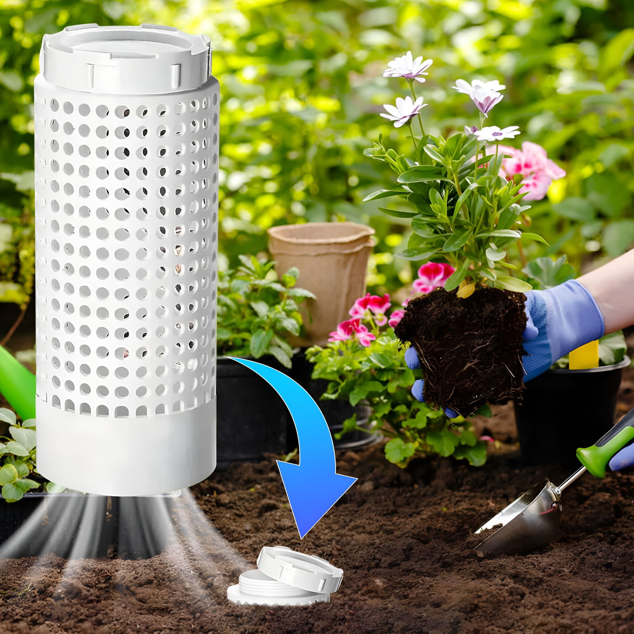 ACDANC In-Ground Compost Bin for Gardens,2 Gallon Pvc Composter for ...