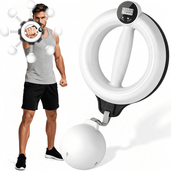 ACDANC Infinity Arm Hoop Arm Trainer 360 Hand-Crank Forearm and Shoulder | for Women & Men, Arm, Wrist,Shoulder & Chest Workout Equipment for Home Gym, White/Pink