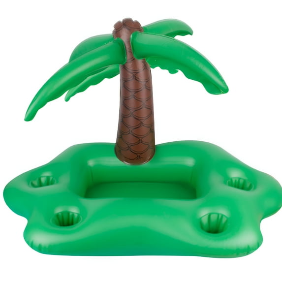 ACDANC Inflatable Floating Palm Tree Beverage Cooler Drink Holder Ice Serving Bar Pool Party Buffet Drink Cooler Floating Ice Tray Food Drink Containers for Summer Parties (Green)