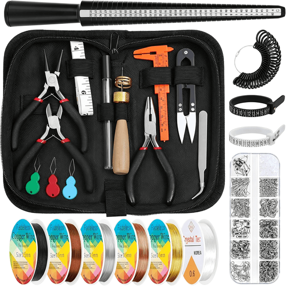 ACDANC Jewelry Wire Wrapping Jewelry Making Supplies Kit,Ring Sizer Measuring Tools Kit with Tools,Ring Craft Wires,Jewelry Findings for Rings Repair Ring Sizer Measuring Pin Vise