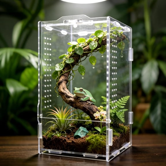 ACDANC Jumping Spider Enclosure, Insect Terrarium, Bug Cage, Acrylic Terrarium for Tarantula, Snail, Praying Mantis, Frog, and Small Reptiles (4.7" x 4.3" x 7.8")