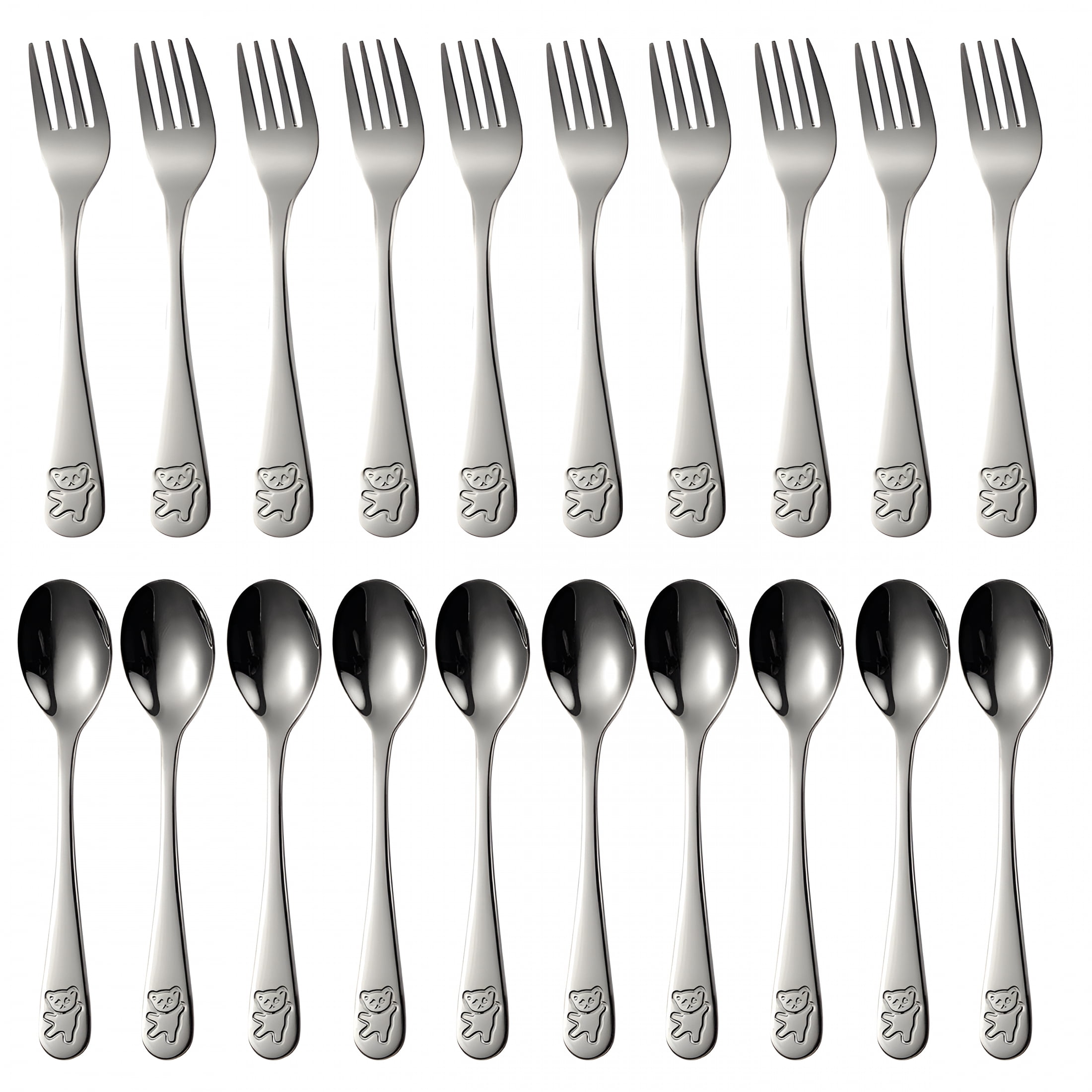 ACDANC Kids Silverware Set,20 Pieces Toddler Utensils,Stainless Steel Children'S Safe Flatware Set,Baby Fork and Spoon Set,Kids Cutlery Set