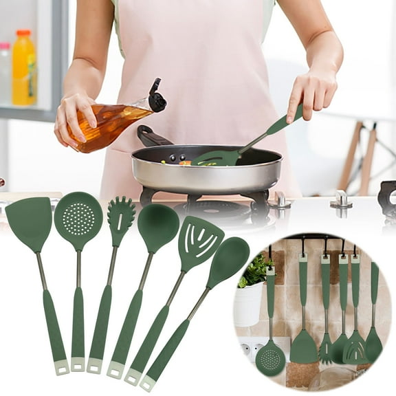 ACDANC 2026 New Kitchen Cooking Utensils Set, Non-Stick Utensils Spatula, Green Silicone Handle Kitchen Gadgets, Food Grade Spoon Spatula Silicone Kitchenware