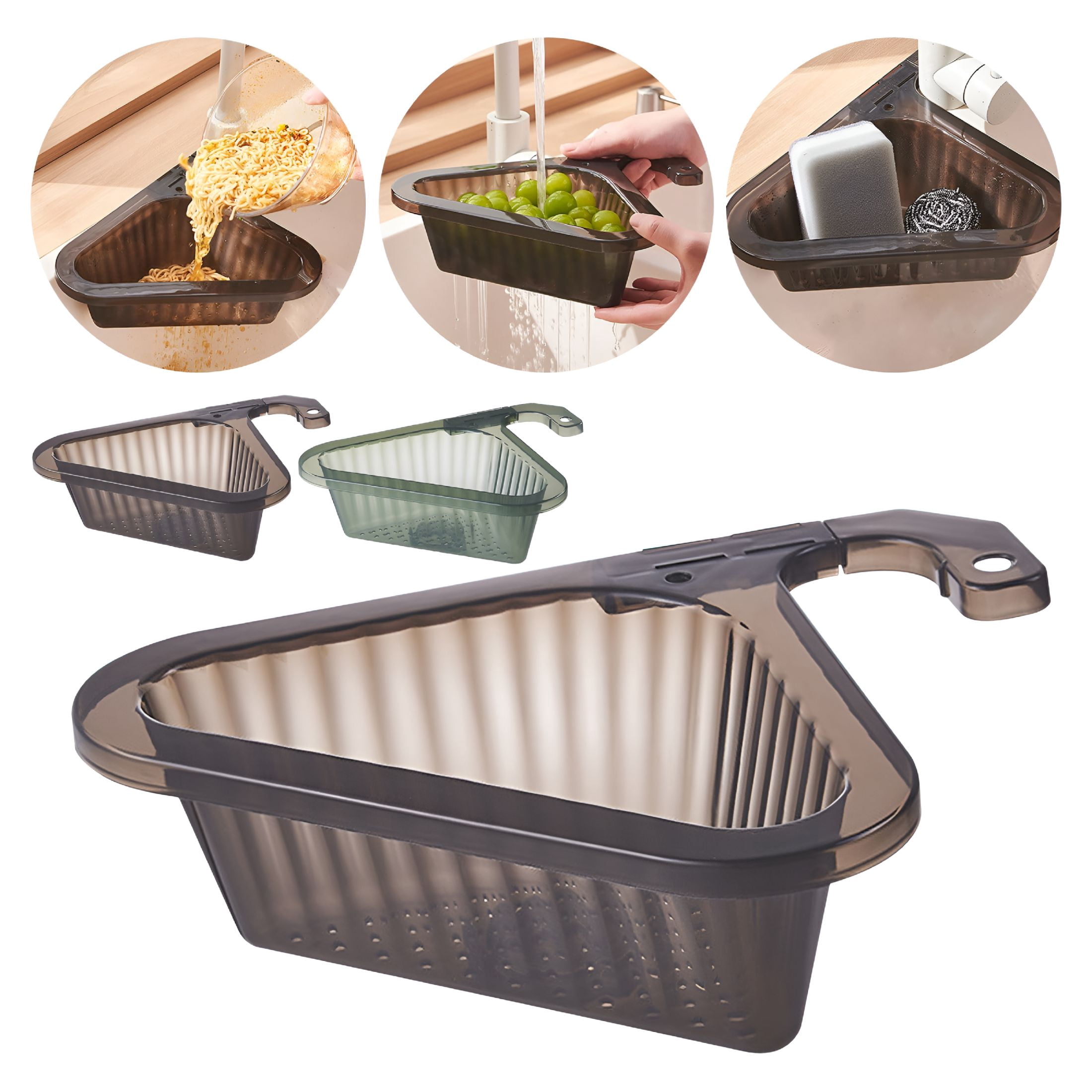 Magnetic Triangular Sink Filter Basket – 3-Piece Kitchen Corner Strainer, Anti-Clog Corner Drain Organizer For Vegetables And Food Scraps