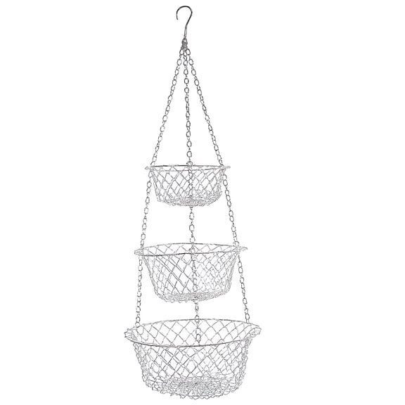 ACDANC Kitchen Hanging Fruit Basket 3 Tier Hanging Fruit Basket Heavy Duty Wire Hanging Basket Hanging Fruit Baskets for Kitchen