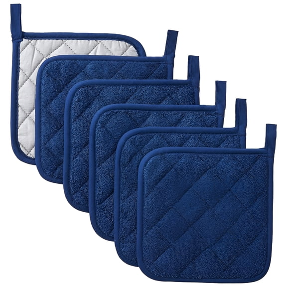 ACDANC Kitchen Pot Holders Set Heat Resistant Pure Cotton Potholders Kit Large Coasters Hot Pads Pot Holders for Everyday Cooking and Baking By 7 X 7 Inch Set of 6 Pot Holders Heat Resistant