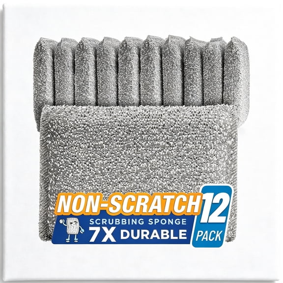 ACDANC Kitchen Scrubbing Sponges - Heavy Duty Non-Scratch Scrubbing Cleaner Sponges in 1 Color - Multi-Surface Non-Metal Dish Scouring Scrubbers for Fast Cleaning. (12 Pack)