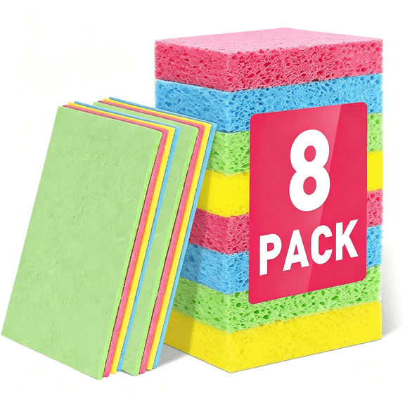 ACDANC Kitchen Sponges Compressed Cellulose Sponge,Non Scratch Natural Dish Sponge for Kitchen Cleaning Sponges for Dishes Bathroom Cars Pop-Up Cleaning Sponge,8 Pcs