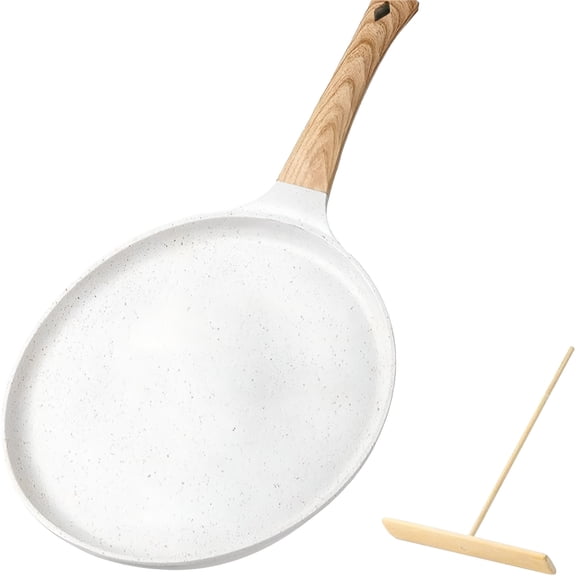 ACDANC Kitchen Tools Onstick Crepe Pan With Spreader 9.5" Coating Flat Skillet Tawa Dosa Tortilla Pan Compatible With All Stovetops