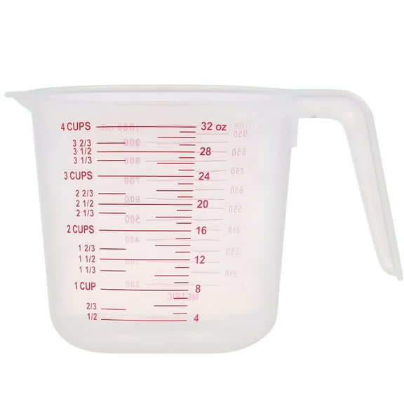 ACDANC Large 4-Cup Capacity Clear Plastic Measuring Cup,Cooking Baking Home Kitchen Tool with Cups Ounces Milliliter Markings Bakery Restaurant Pastry Cafeterias Cafe Coffee Shops Gift Utensil