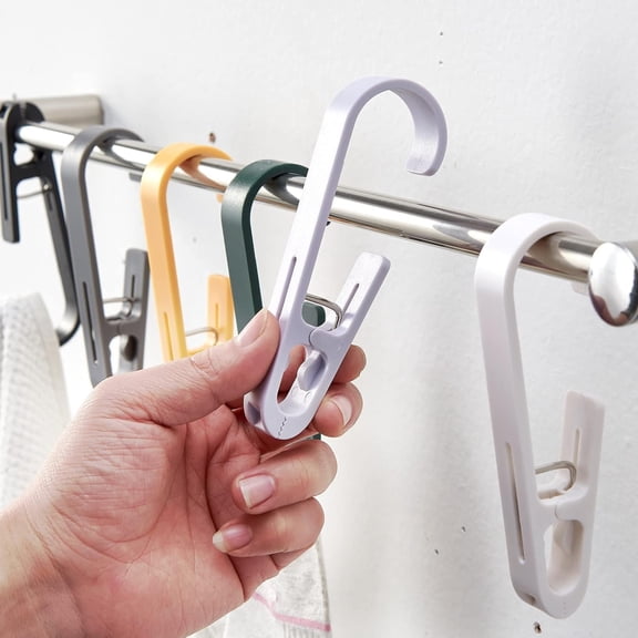 ACDANC Large Clothes Pins Towel Clips, 4 Pcs Multipurpose Clothes Pins Hook, Strong Plastic Clothes Hanger. S Hook for Shower Curtain Laundry Clothes Pins Large Clothespins Plastic Clothespins