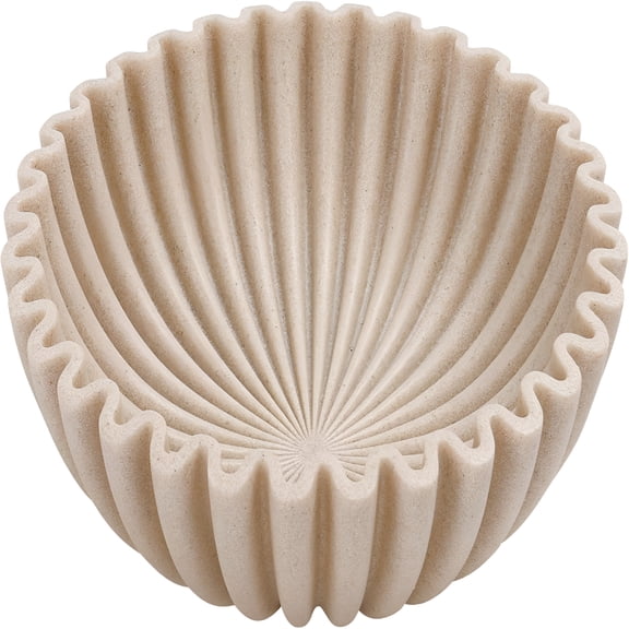 ACDANC Large Decorative Bowl,Modern Handicraft Bowls for Home Decor,Decorative Fruit Bowl for Kitchen Counter,Ruffle Decor,Stylish Key Bowl for Entry Table,Artificial Stone Beige