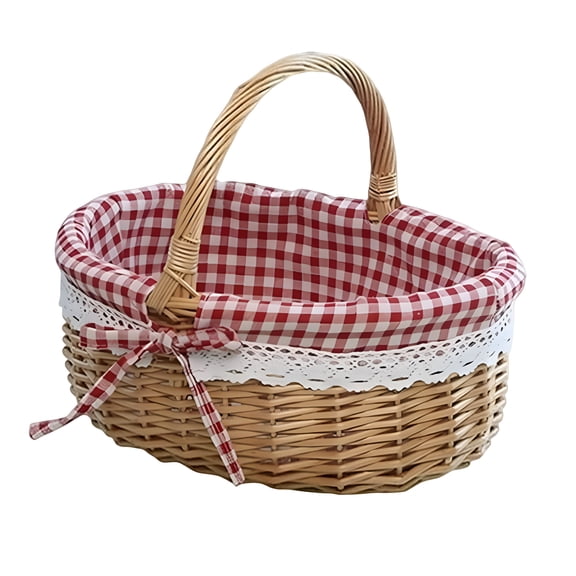 ACDANC Large Wicker Picnic Basket with Handles,Handle Sturdy Woven Body with Removable and Washable Lining,Outdoor Camping,Gift Packing,Garden Picking,Storage Wicker Baskets for Storage