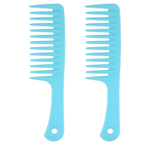 ACDANC Large Wide Tooth Combs, 2 Pieces, Detangling for Curly, Long, Wavy Hair, Light Blue, Safe for Wet Or Dry Use