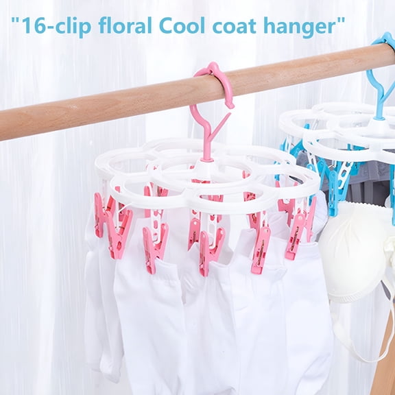 ACDANC Laundry Rack Strong Load-bearing 360 Degree Rotation Foldable Anti-Slip 16 Clips Clothes Drying Rack for Home,Green