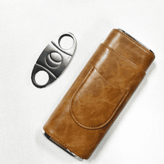 ACDANC Leather Cigar Travel Case with Humidity Control, Moisture Proof Cigar Holder for Home and Office, Durable Soft Leather Cigar Storage Box, Style 10