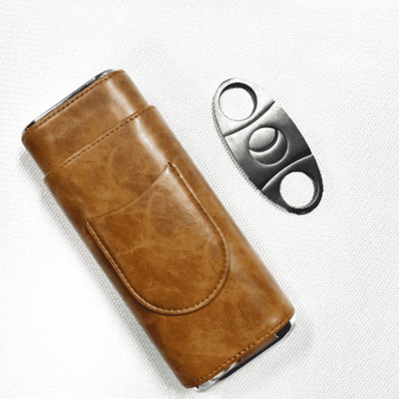 ACDANC Leather Cigar Travel Case, Moisture Proof Cigar Holder with Breathable Design, Portable Protective Cigar Humidor for Home and Office
