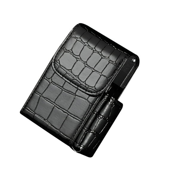 ACDANC Leather Flip Top Cigarette Case, Portable Scratch Protective Storage Box with Lighter Pocket Holder, Durable Practical Cigarettes Organizer Wallet Design, 20pcs Capacity