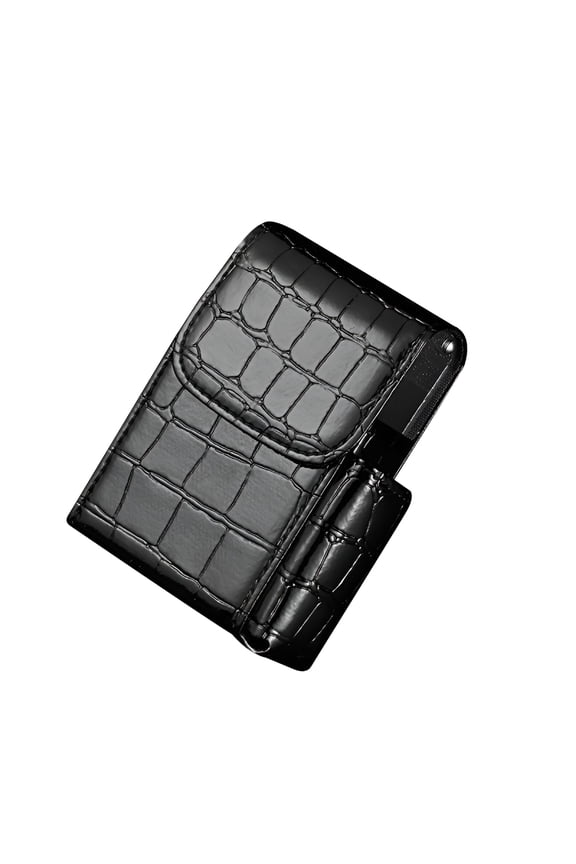 ACDANC Leather Flip Top Cigarette Case, Portable Scratch Protective Storage Box with Lighter Pocket Holder, Durable Practical Cigarettes Organizer Wallet Design, 20pcs Capacity