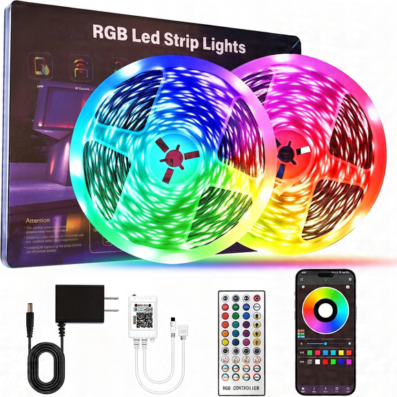 ACDANC Led Lights for Bedroom 200 Ft (2 Rolls 100 Ft), with Remote and Application Control Rgb Color Changing Led Strip Lights, Music Synchronization, Used for Room, Family, Party Decoration