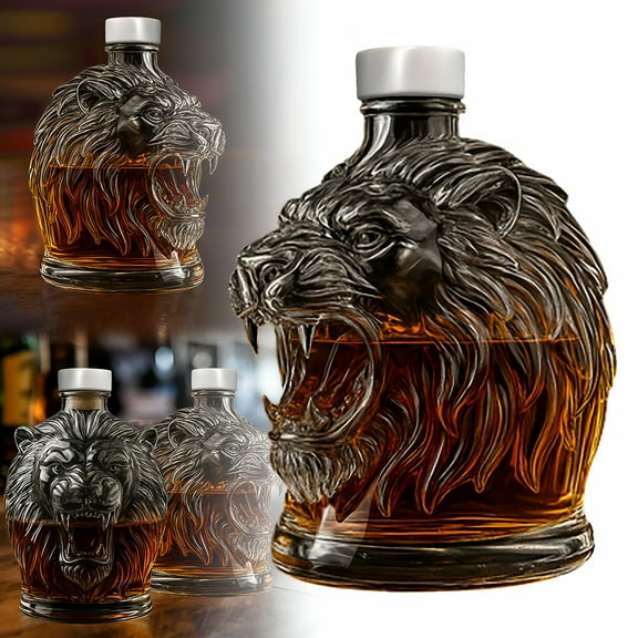ACDANC Lion Shaped Whiskey Decanter,Funny Lion Statue Glass Decanter Decoration for Home,Office and Bar,Unique Whiskey Bottle for Tequila,Bourbon,Brandy and Vodka,Gifts for Men Father Husband