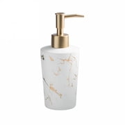 ACDANC Liquid Soap Dispenser for Bathroom, Hand Ceramic Soap Dispenser, Gold Soap Dispenser, Refillable Lotion Dispenser - White - 350Ml/12.3Oz