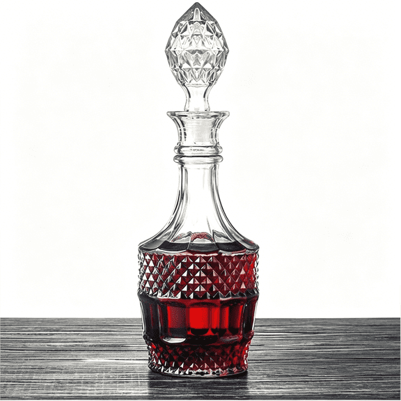 ACDANC Liquor Decanter, Glass Decanter Bottle with Airtight Stopper, Wiskey Vodka Bourbon Decanter for Gift, Home, Bar, Party Decor, 27oz/800ml Clear