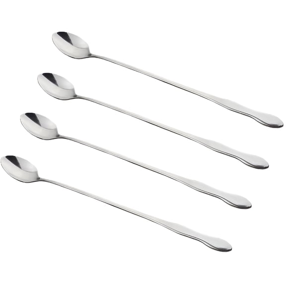 BPPEG 4-Piece 12" Long Spoons,Stainless Steel Ice Cream and Coffee Spoons for Stirring in Deep Jars