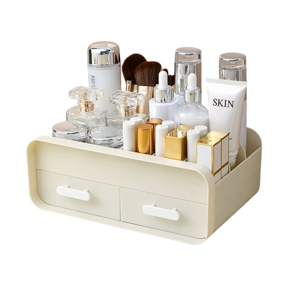 ACDANC Makeup Organizer,Drawer Design Vanity Organizer,Neat and Orderly Make Up Organizers and Storage,Small,Off-White