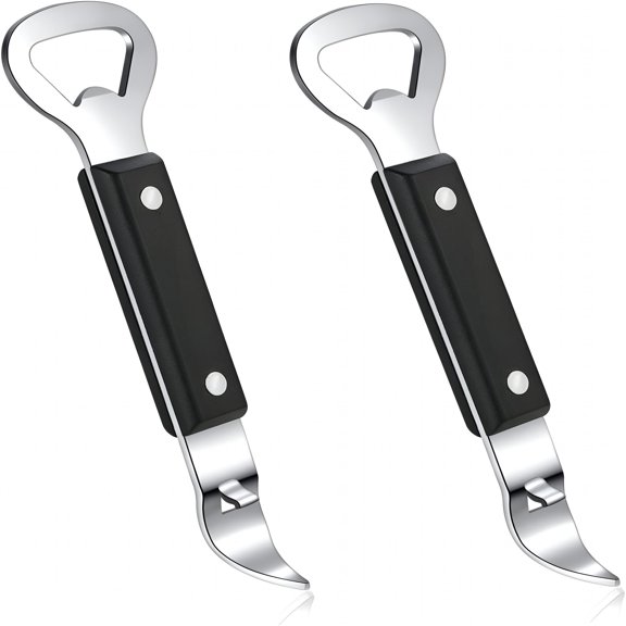 ACDANC Manual Can Punch Bottle Opener 2 Pack, Stainless Steel Can Opener with Coated Plastic Handle, Easy Open Kitchen Tool for Cans and Bottles