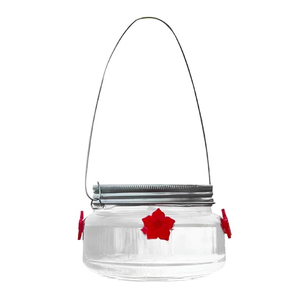 ACDANC Mason Jar Hummingbird Feeder for Outdoors Hanging,Glass Humming Bird Feeders with 4 Feeding Ports,Top Fill Leak-Proof Design Easy to Use and Clean,Silicone Flowers